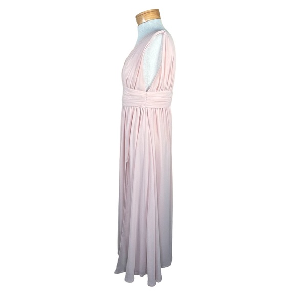 Lulu’s Deep V-Neck Blush Gown Maxi Prom Dress With Front Slit Grecian Goddess S - Picture 9 of 16